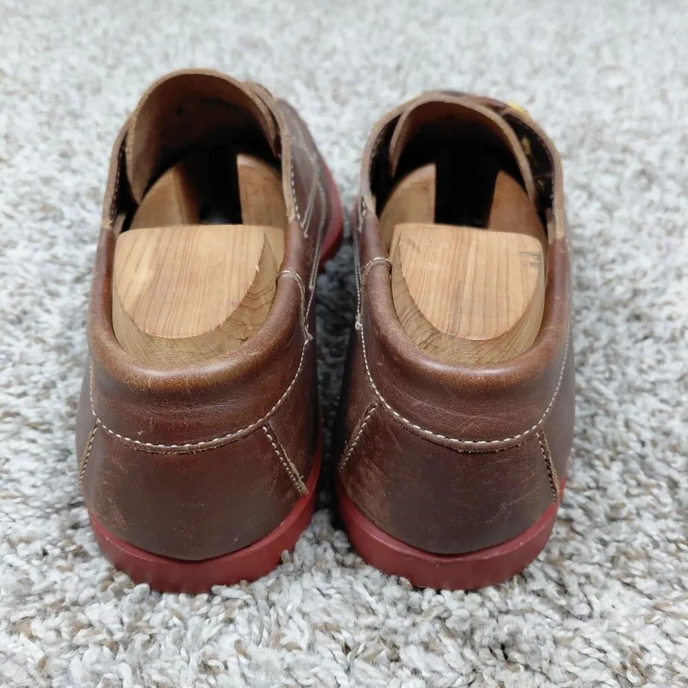 Vintagw Sebago Campsides Hand Sewn Boat Shoes Mens 9 M Brown Leather Made In USA